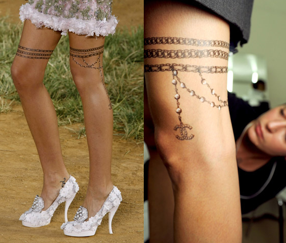 The visual reminds me of the Chanel SS2010 tattoo transfers, as presented on 